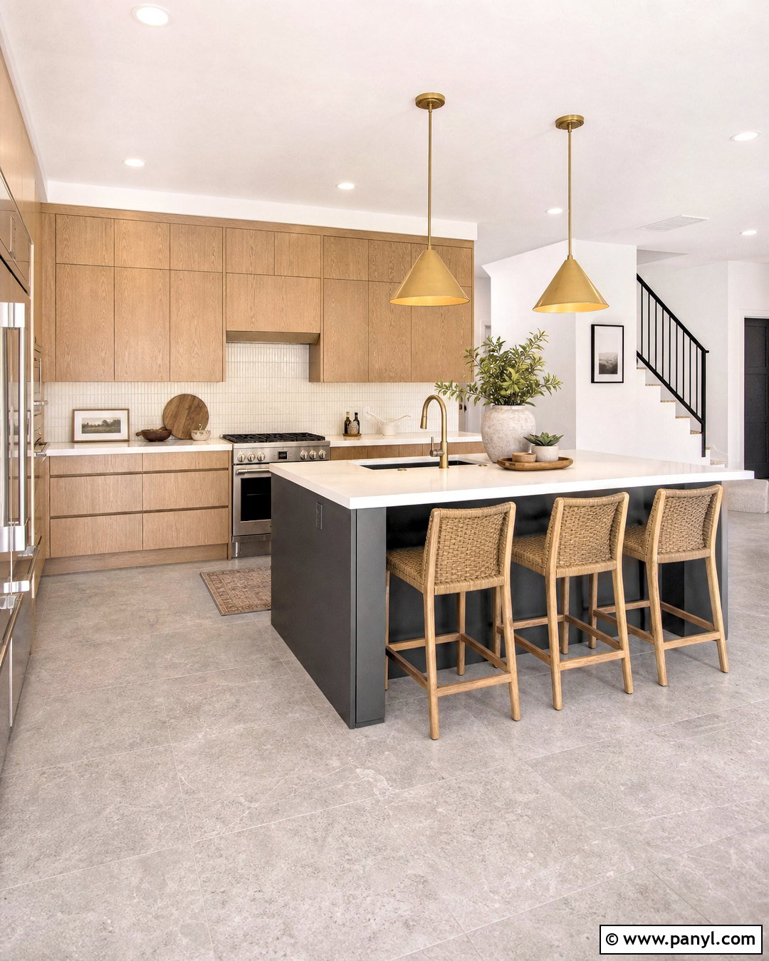 Grey Floor Kitchen With White Oak Cabinets - 20 grey floor interior ideas