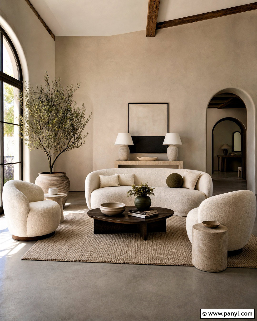 Grey Floor Living Room With Cream Boucle Furniture - 20 grey floor living room ideas