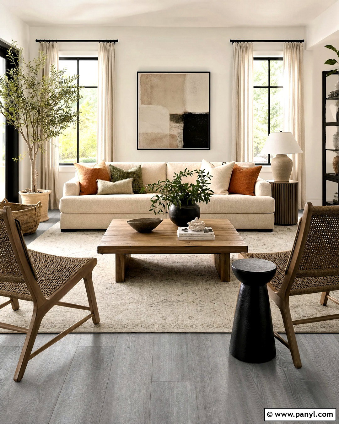 Grey Floor Living Room With Cream Sofa - 20 grey floor interior ideas