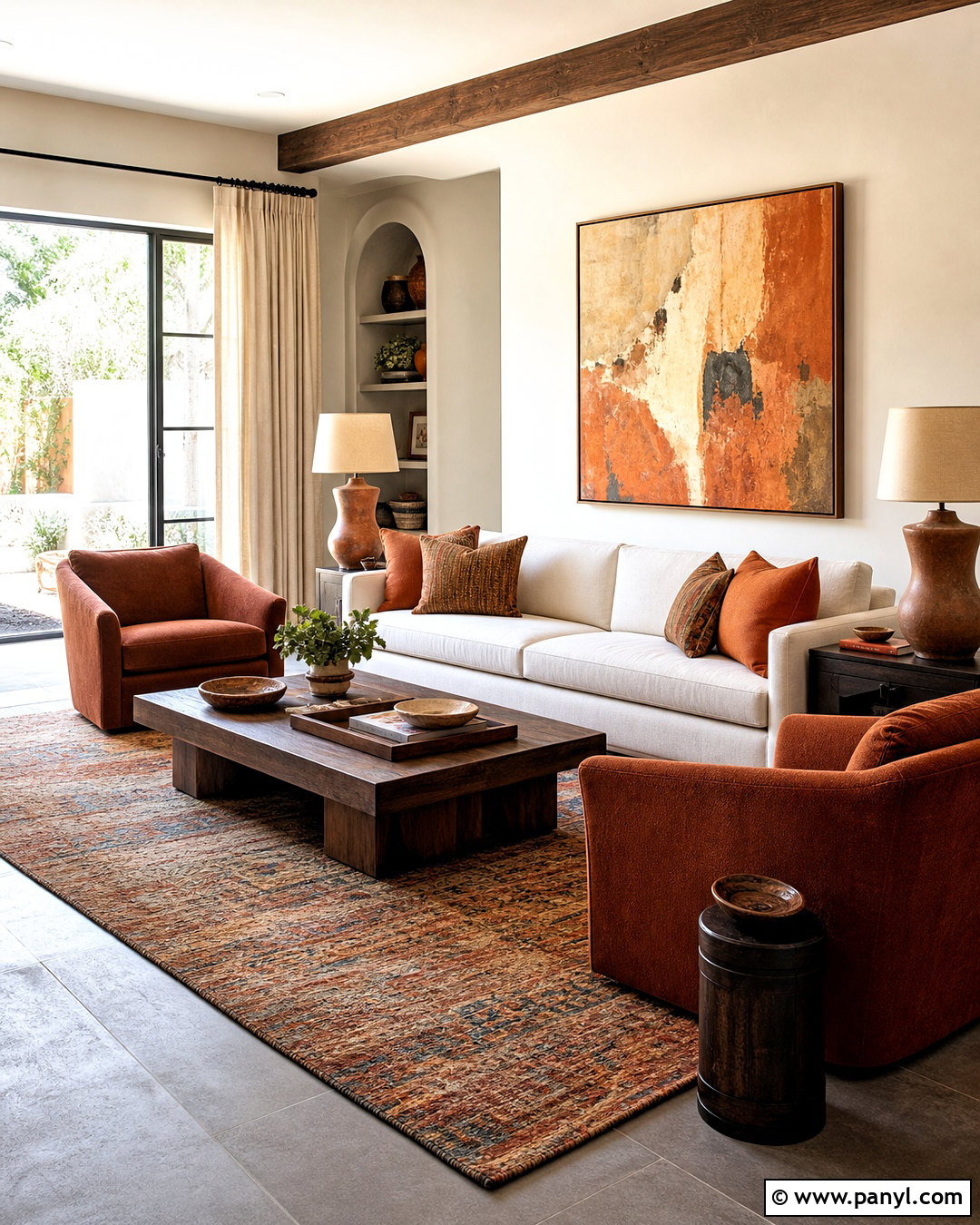 Grey Floor Living Room With Terracotta Decor - 20 grey floor living room ideas