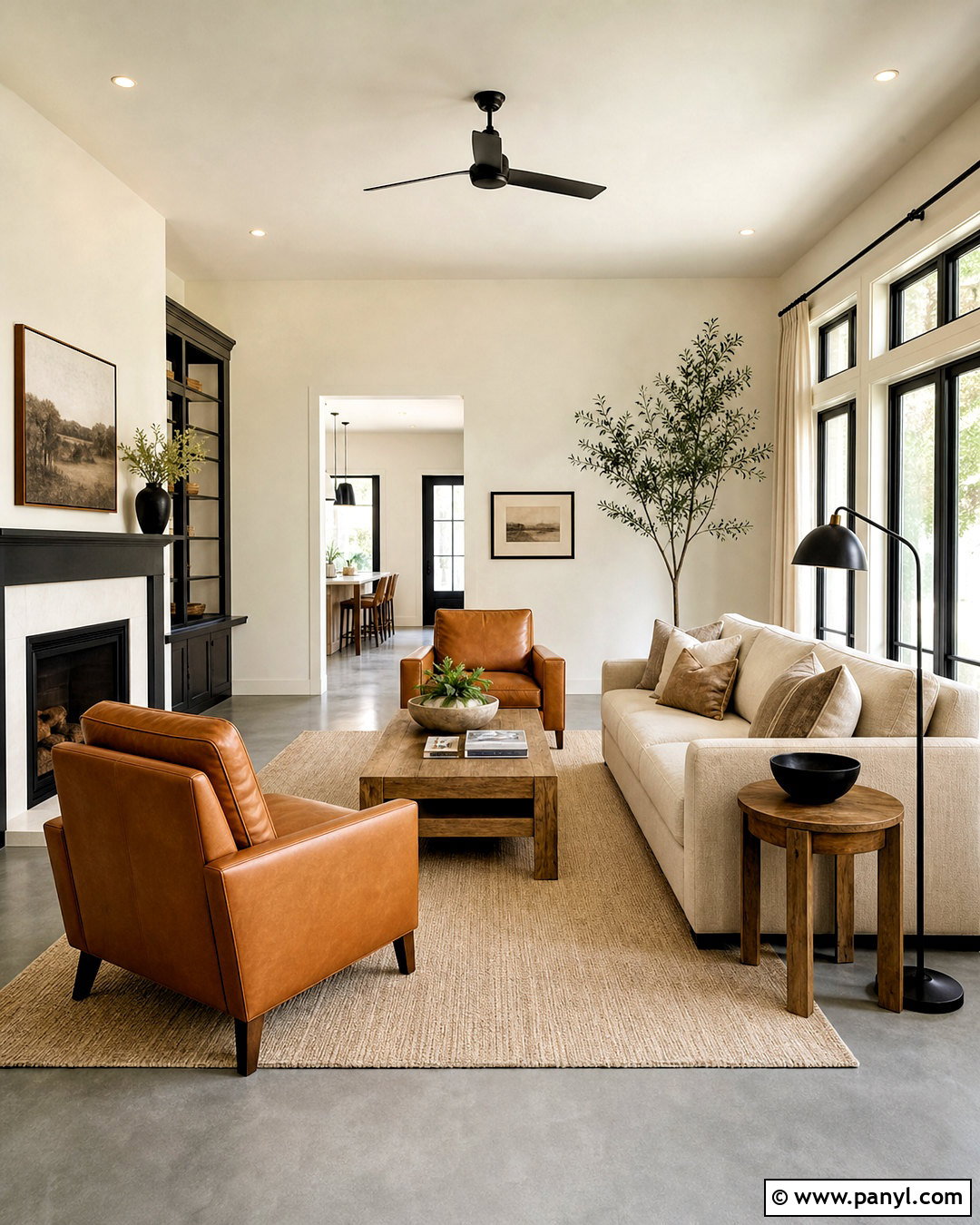 Grey Floor Living Room With Warm White Walls - 20 grey floor living room ideas