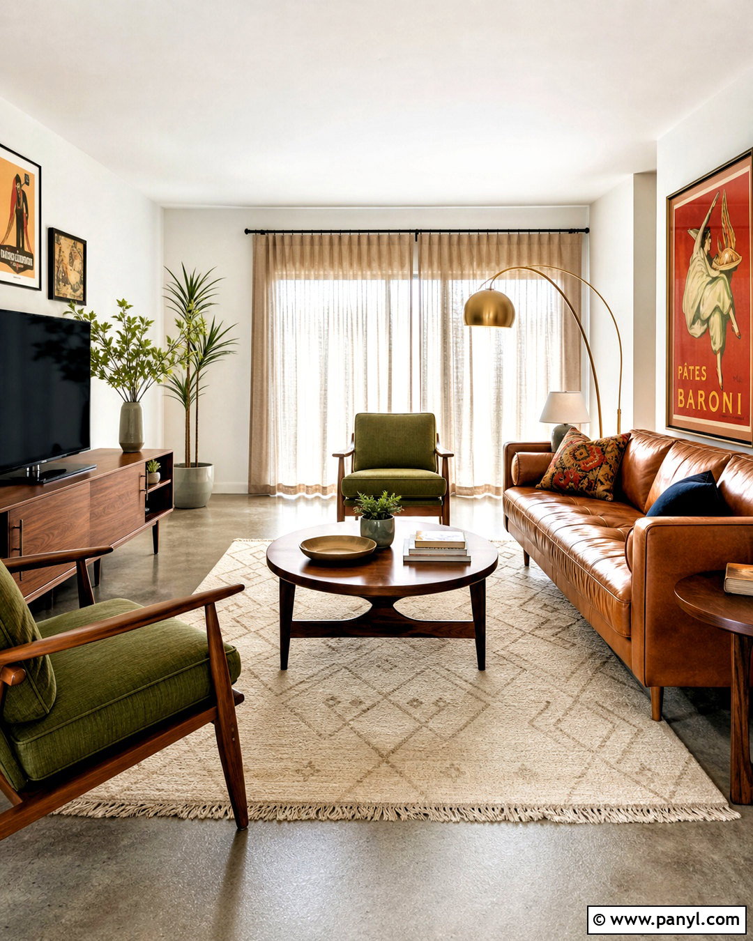 Grey Floor Mid-Century Living Room - 20 grey floor living room ideas