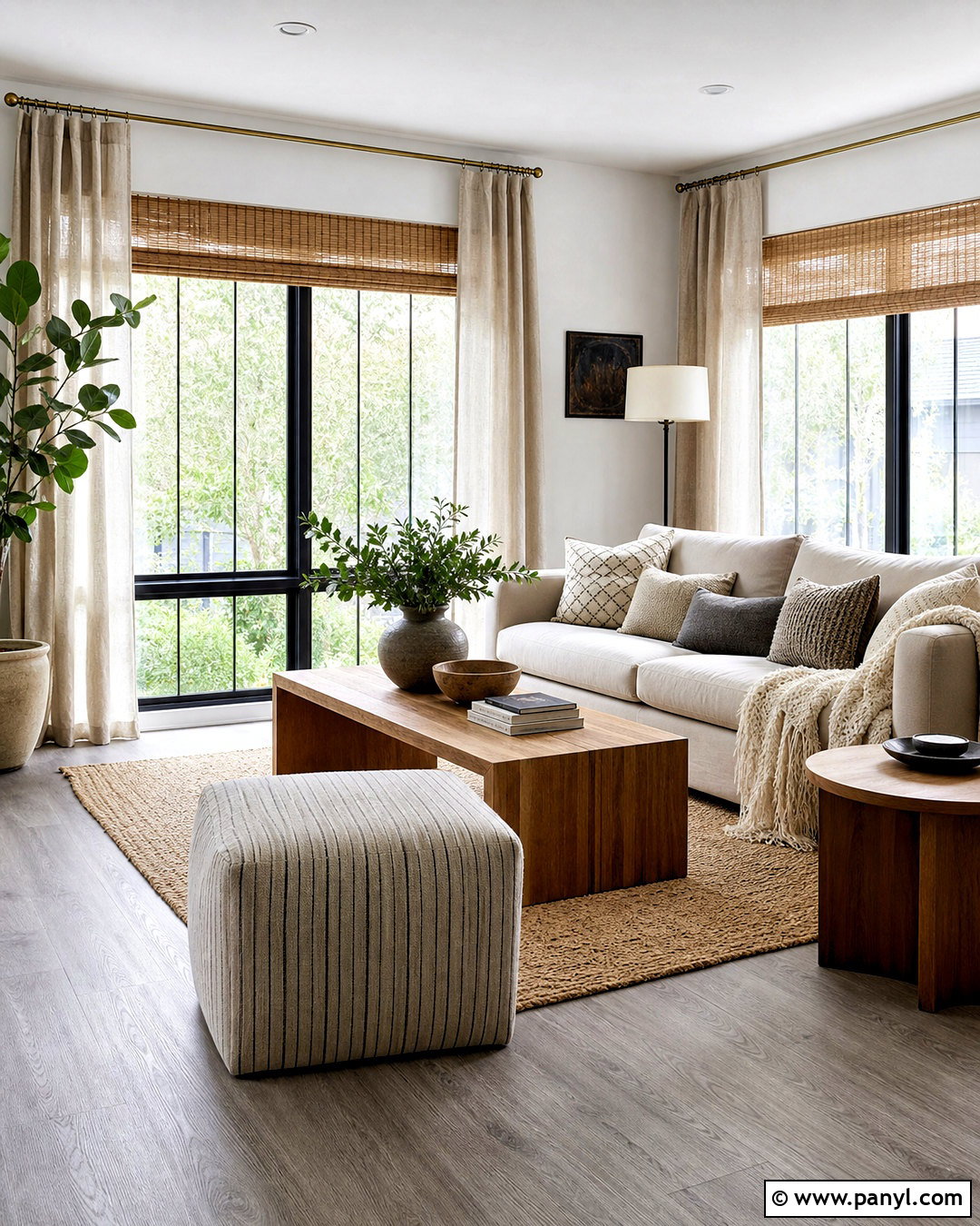 Grey Floors With Linen Curtains - 20 how to warm up grey floors