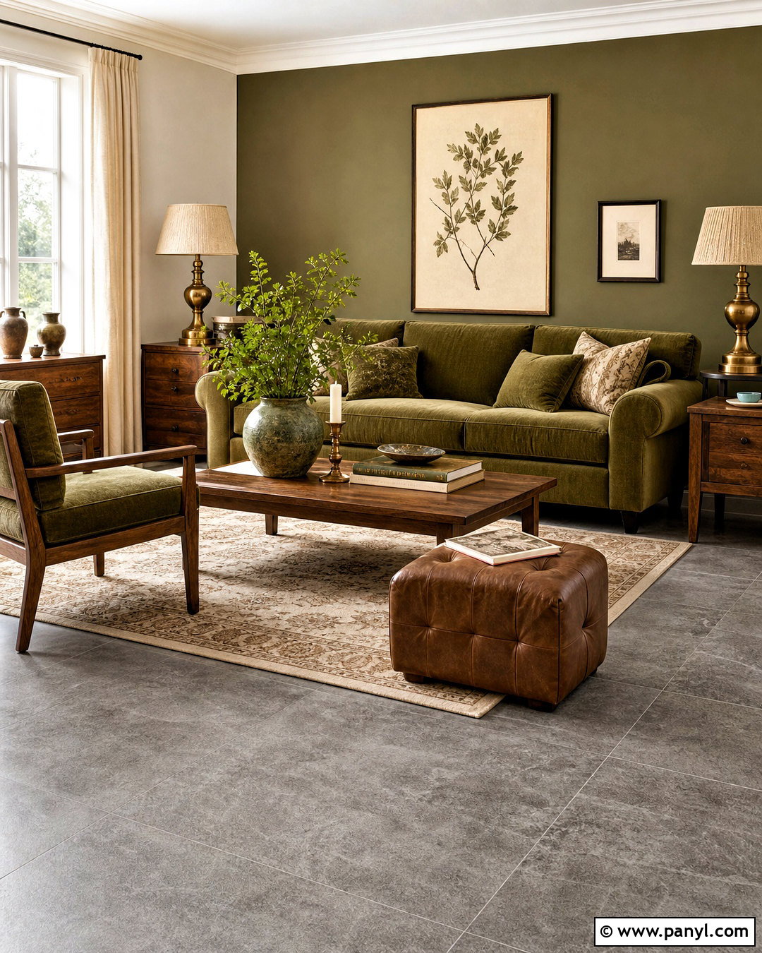 Grey Floors With Olive Green Decor - 20 how to warm up grey floors
