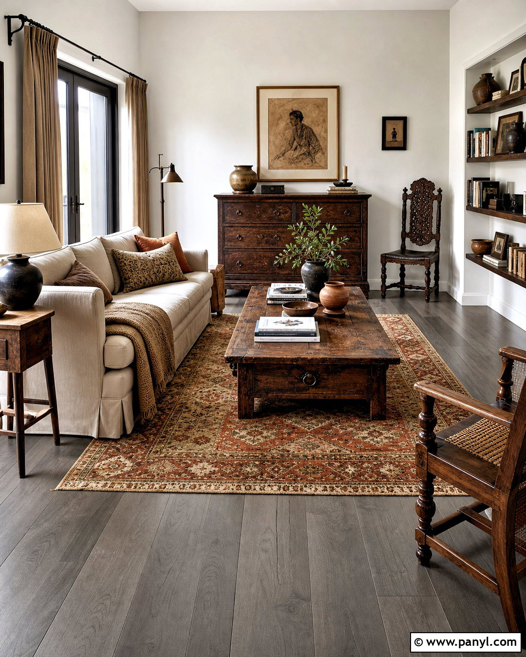 Grey Floors With Vintage Wood Furniture - 20 how to warm up grey floors