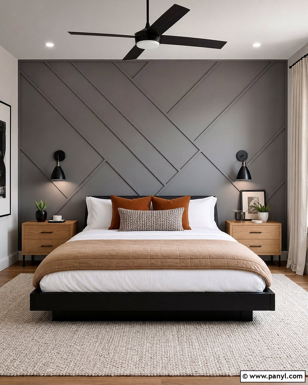 Grey Geometric Bedroom Accent Wall - 35 grey accent wall ideas