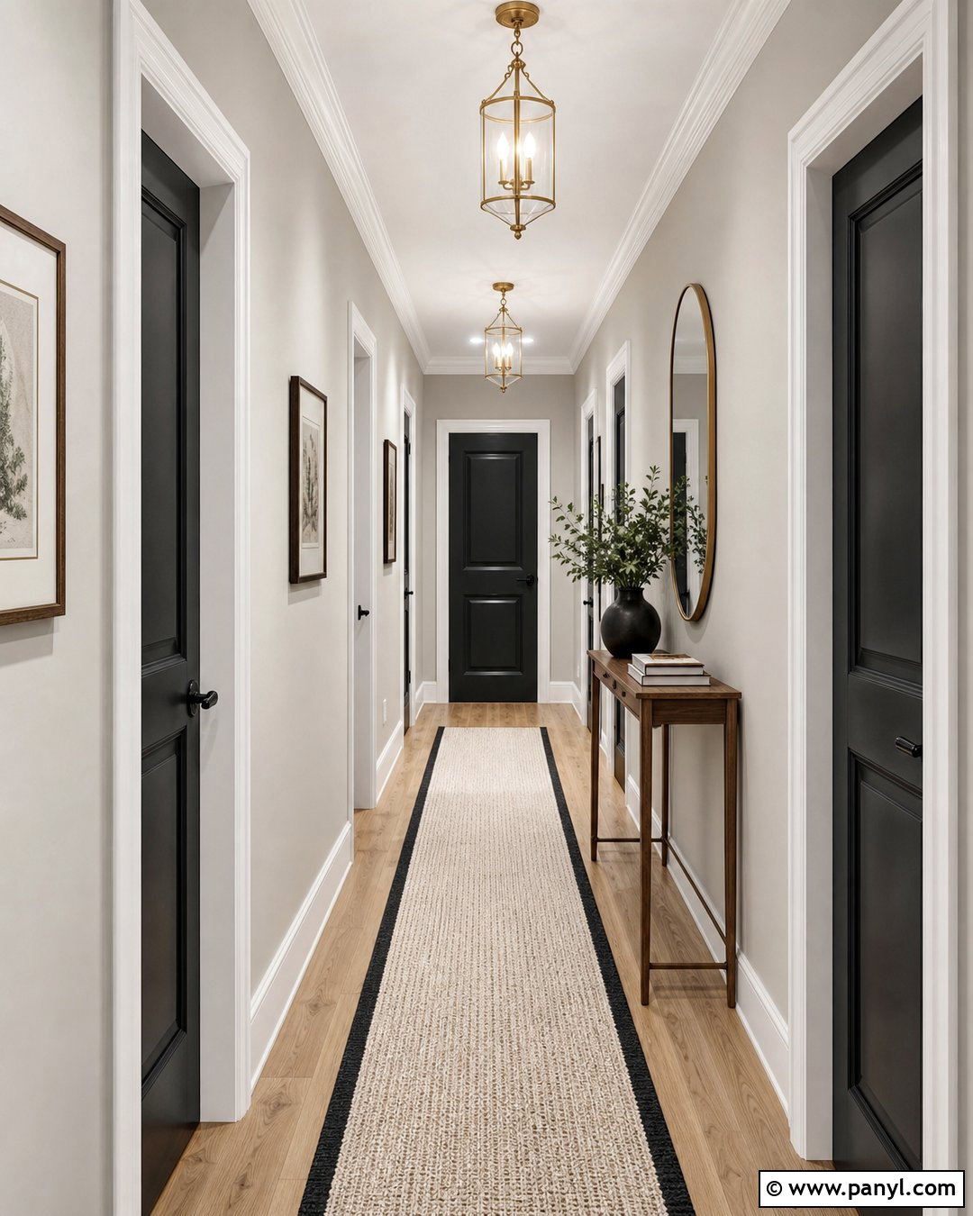 Grey Hallway With Black Doors - 25 Grey Walls With Black Doors
