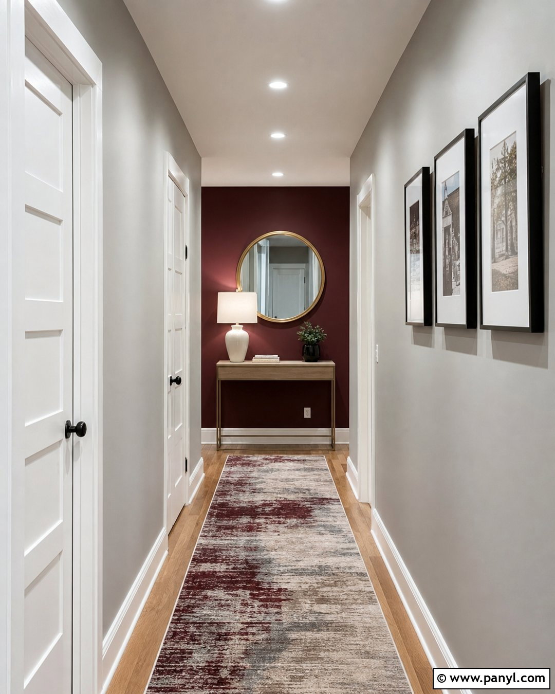 Grey Hallway With Maroon End Wall - 20 Maroon And Grey Walls