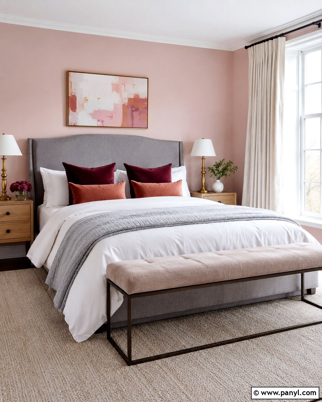 Grey Headboard With Blush Pink Walls - 20 Grey Headboard Wall Color Ideas