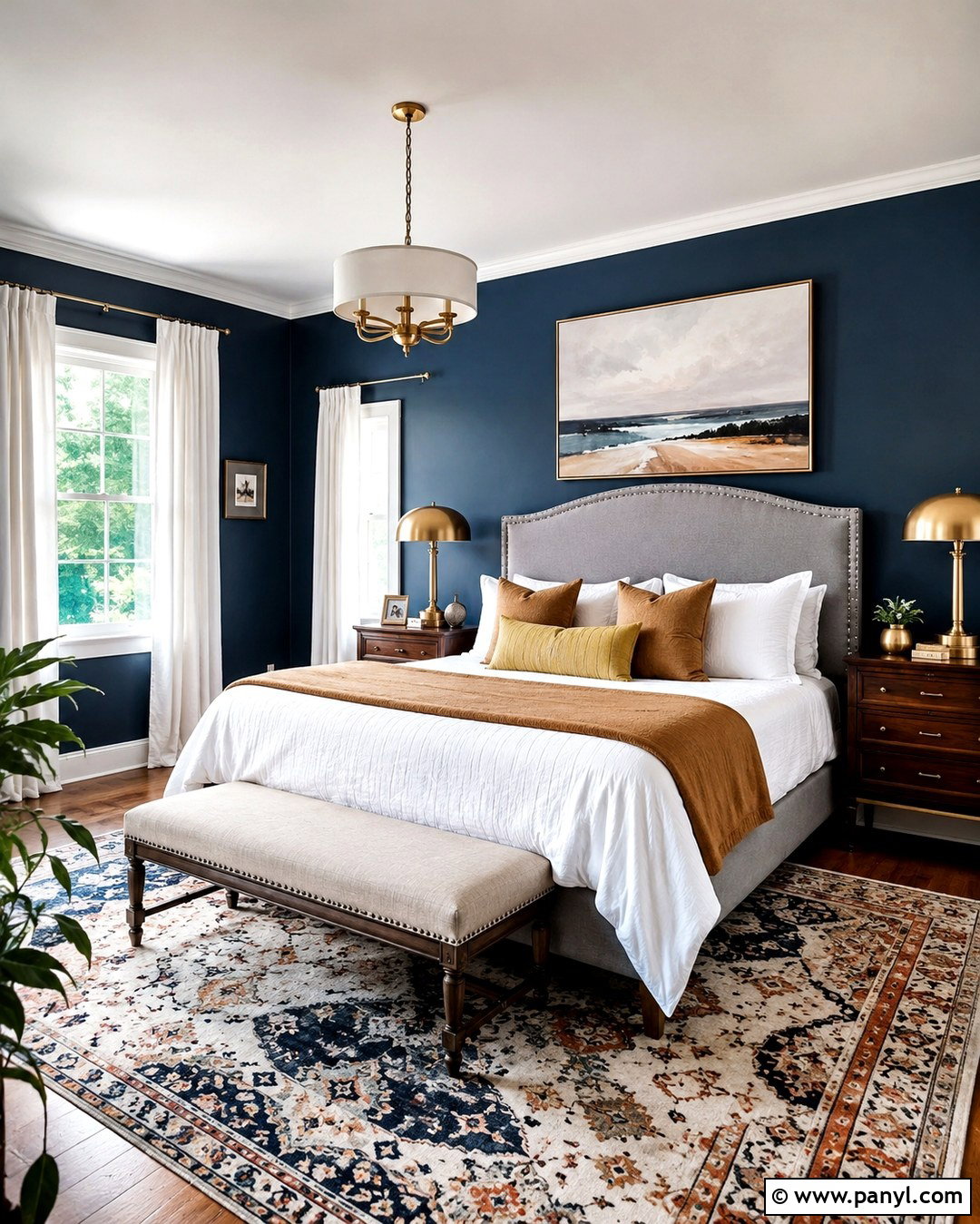 Grey Headboard With Navy Blue Walls - 20 Grey Headboard Wall Color Ideas