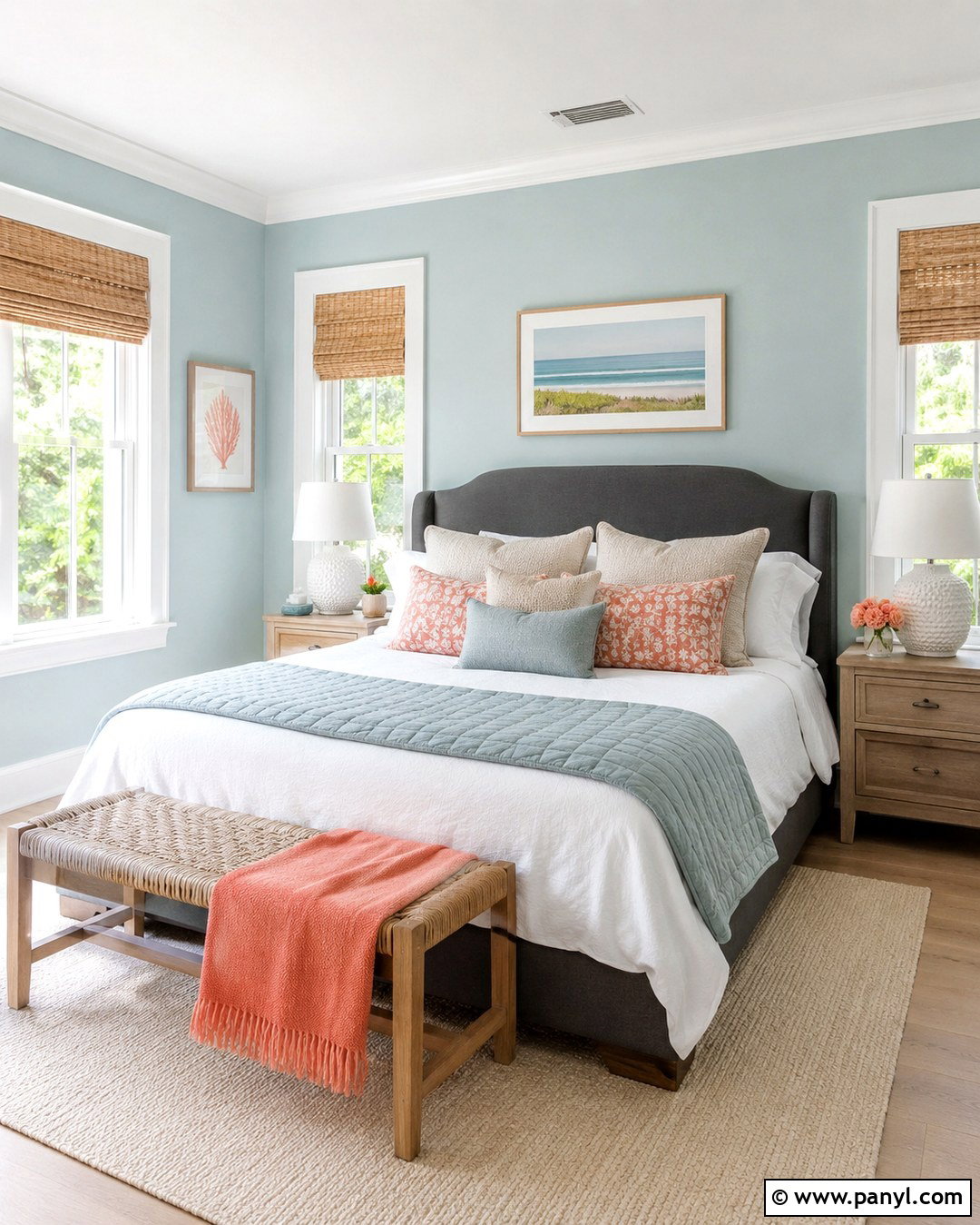 Grey Headboard With Sky Blue Walls - 20 Grey Headboard Wall Color Ideas