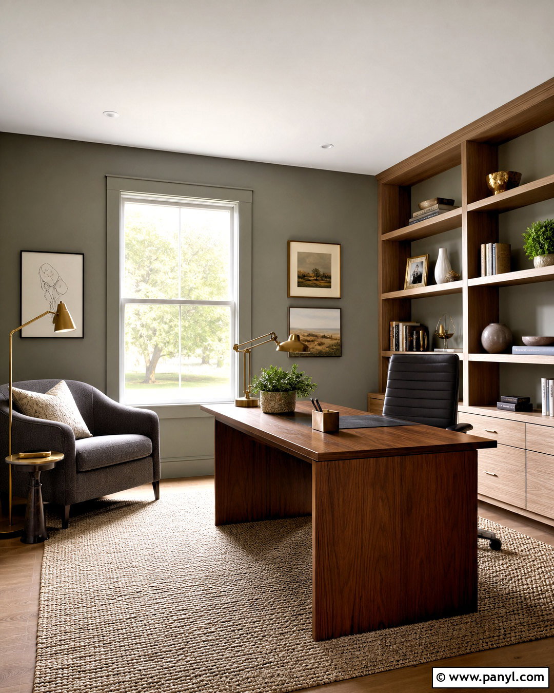 Grey Home Office With Wood - 20 grey interior design ideas
