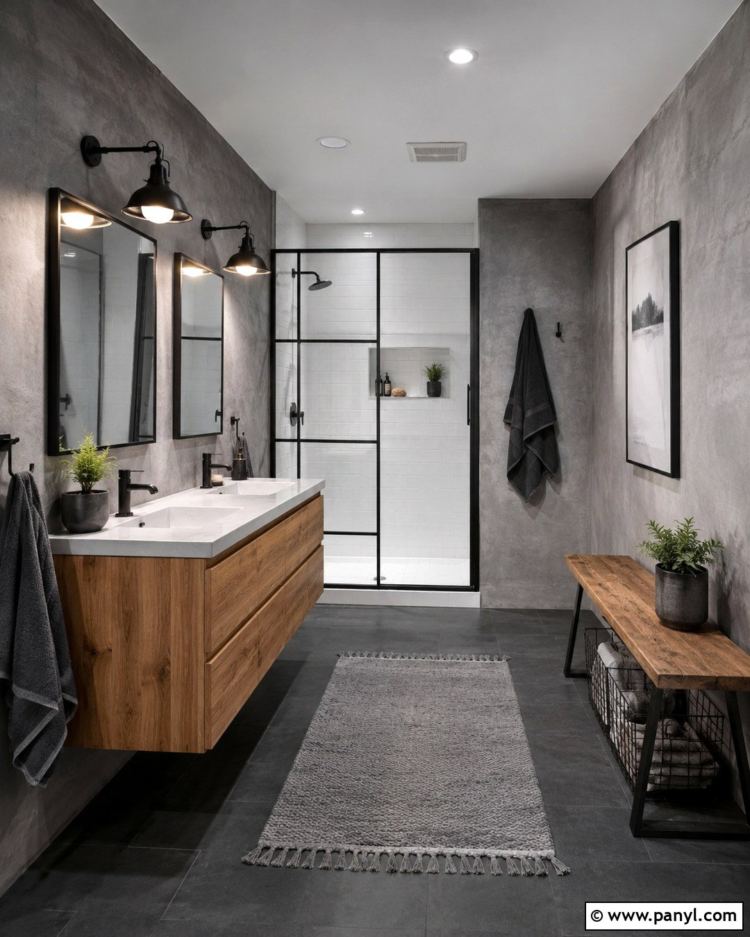 Grey Industrial Bathroom - 20 Bathrooms With Grey Walls