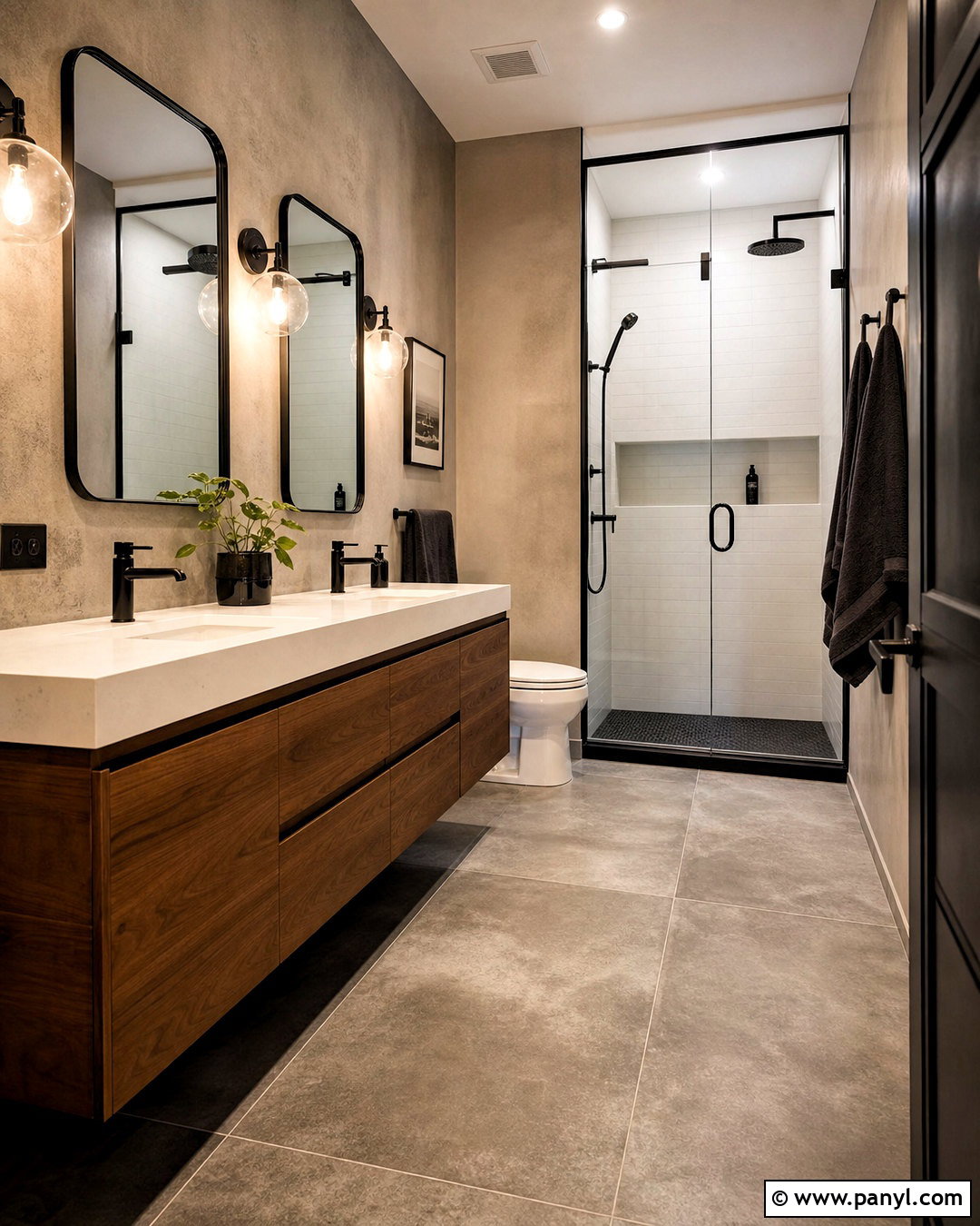Grey Industrial Restroom - 20 grey restroom ideas