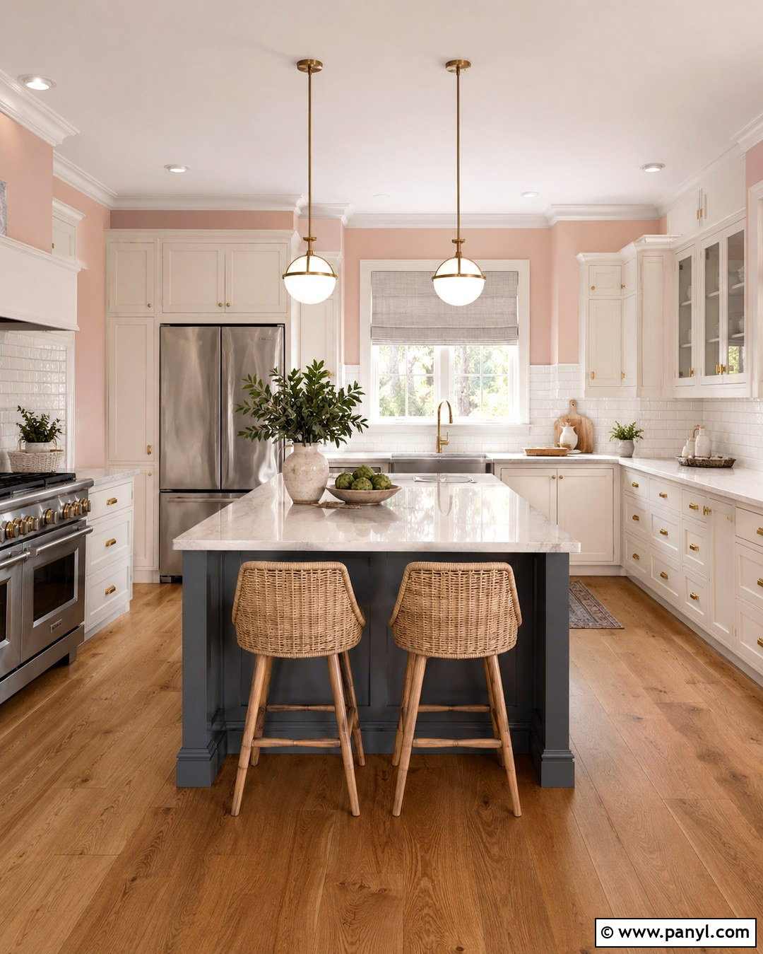 Grey Kitchen Island With Soft Pink Walls - 20 grey kitchen pink walls