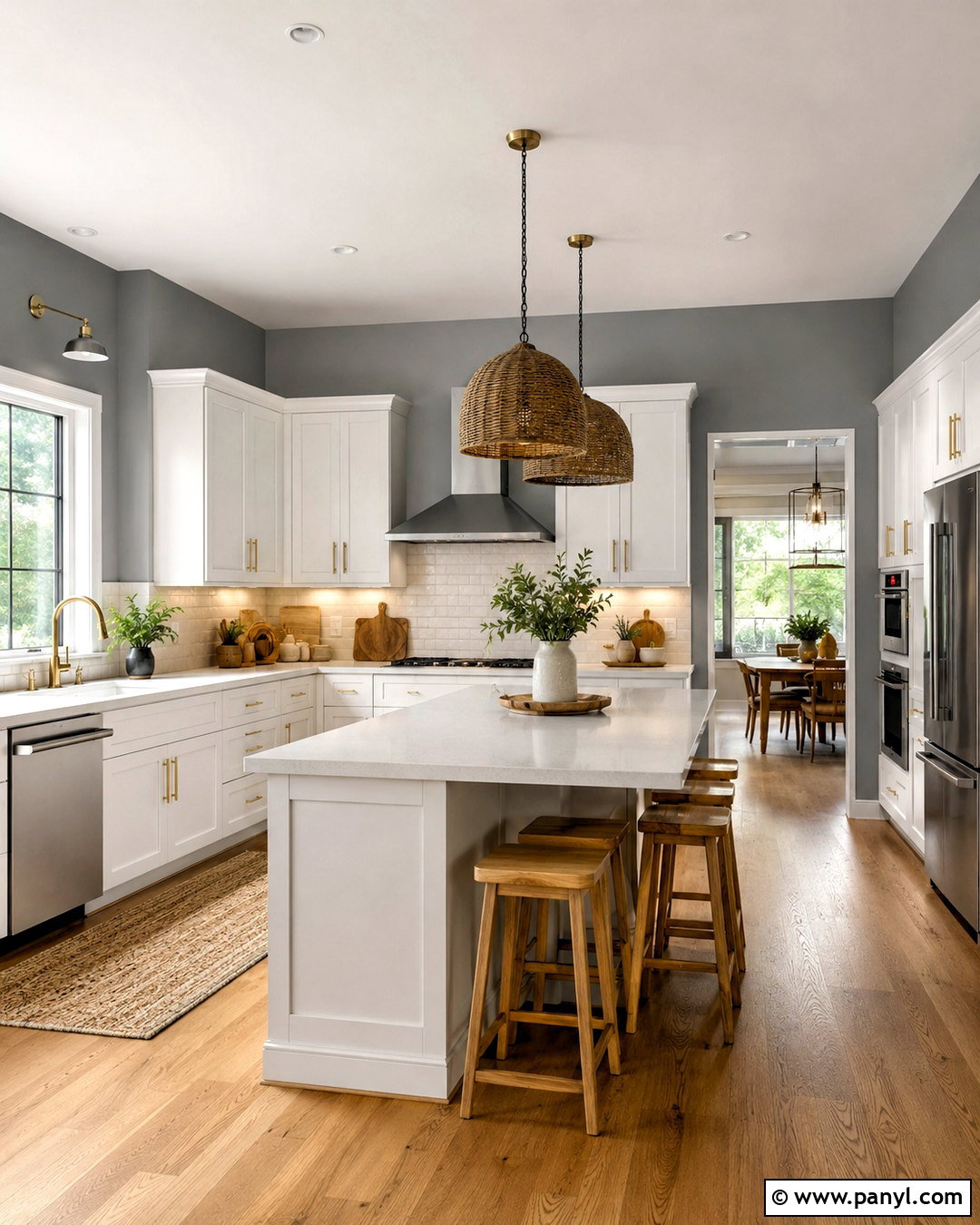Grey Kitchen Walls With White Cabinets - 40 Grey Wall Color Ideas