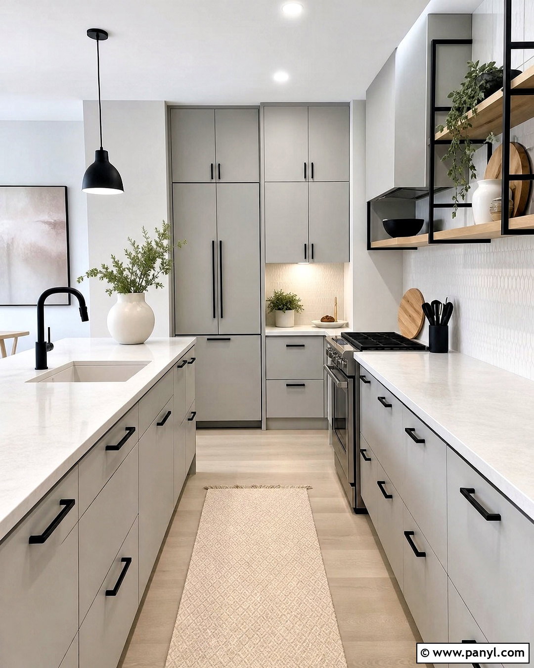 Grey Kitchen With Black Accents - 20 small grey kitchen ideas