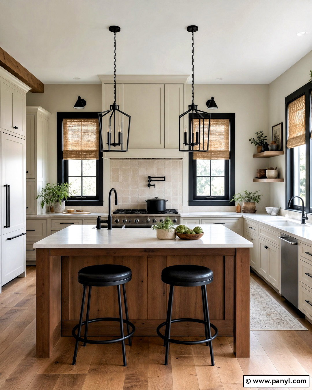 Grey Kitchen With Black Window Trim - 20 grey walls with black trim ideas