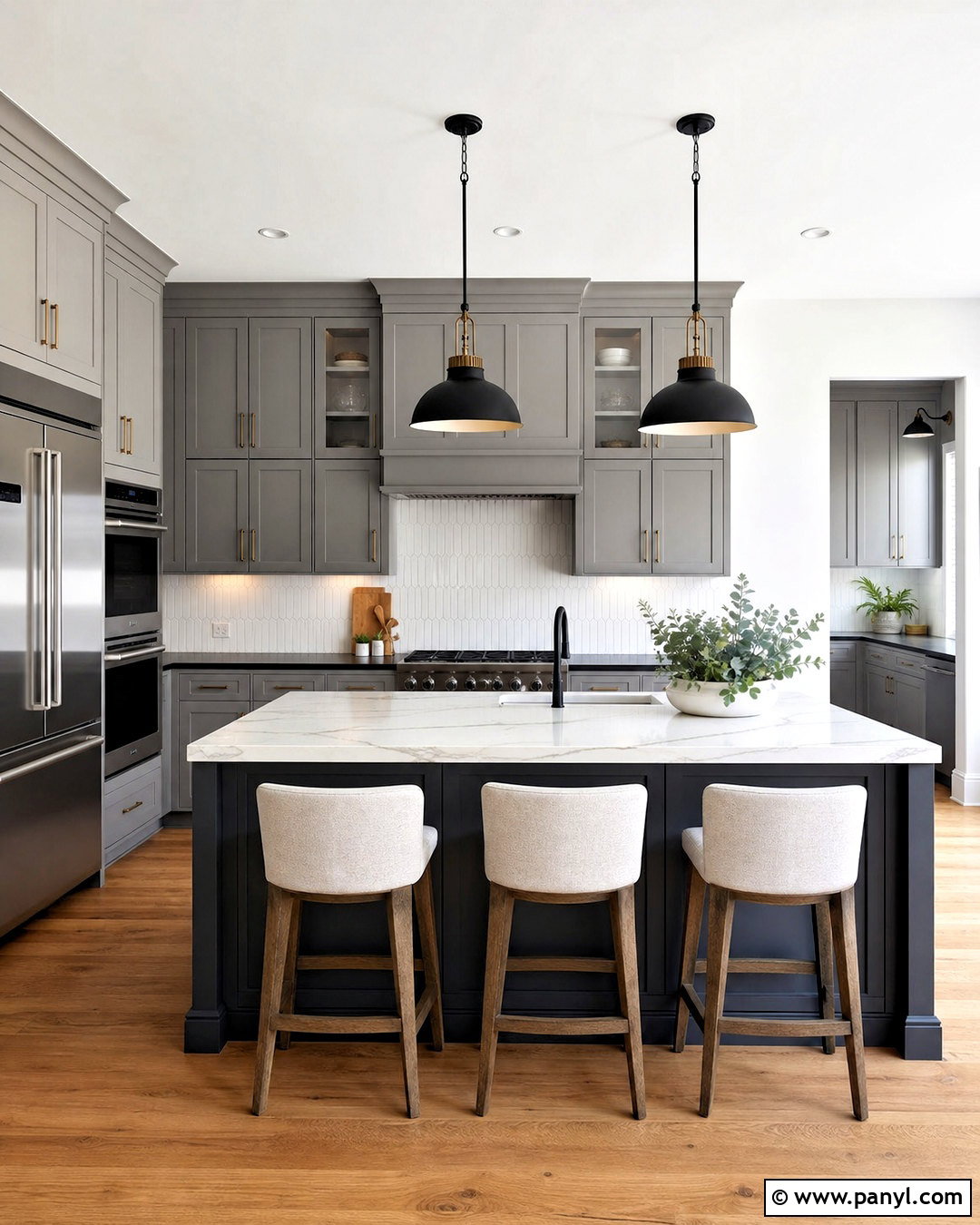 Grey Kitchen With Charcoal Island - 20 grey kitchen inspiration ideas