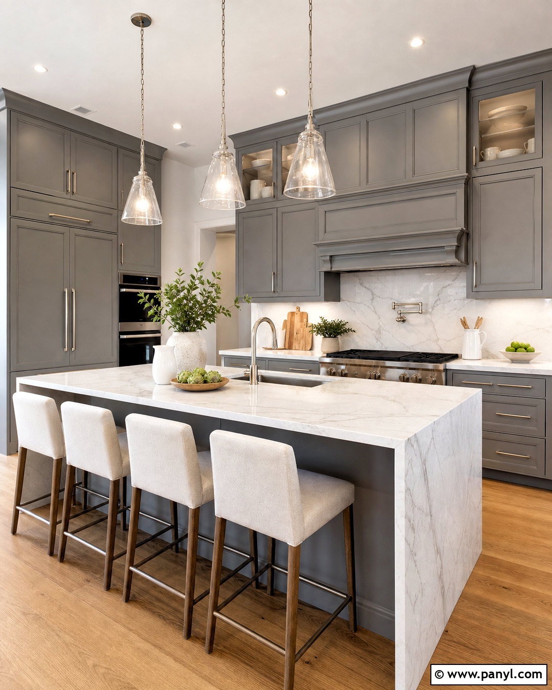 Grey Kitchen With Marble Backsplash - 20 grey kitchen inspiration ideas