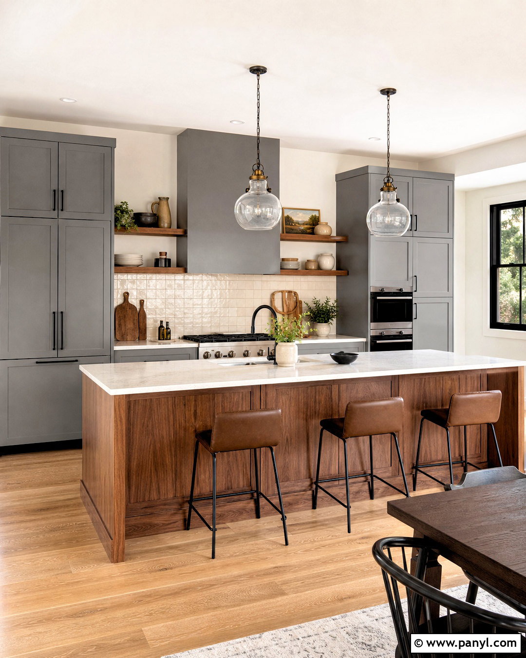 Grey Kitchen With Natural Wood - 20 grey kitchen inspiration ideas