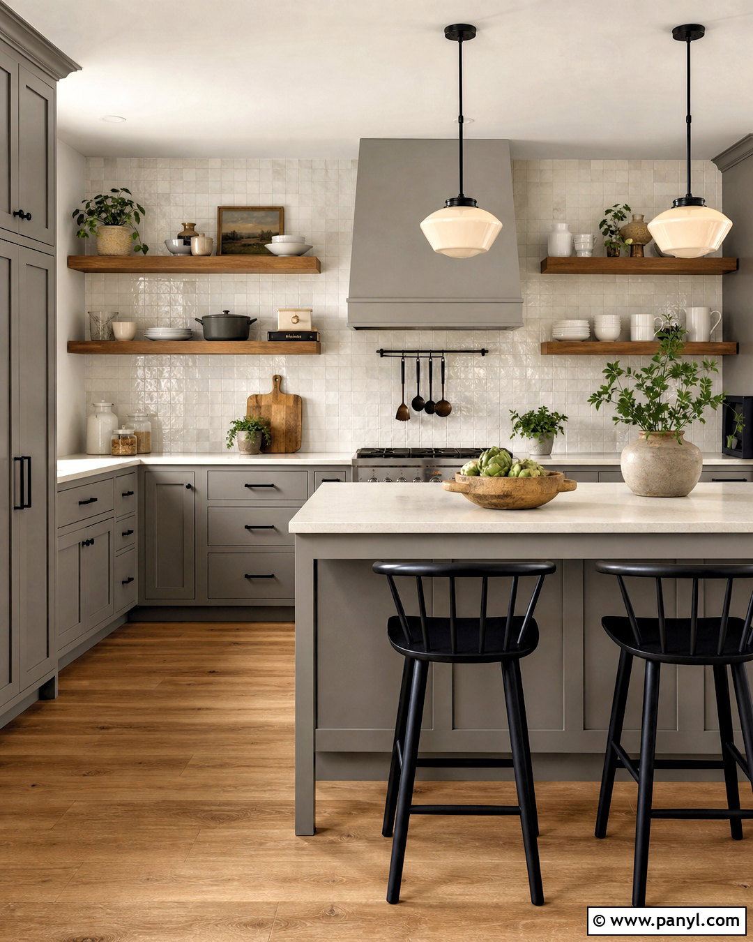 Grey Kitchen With Open Shelving - 20 grey kitchen inspiration ideas