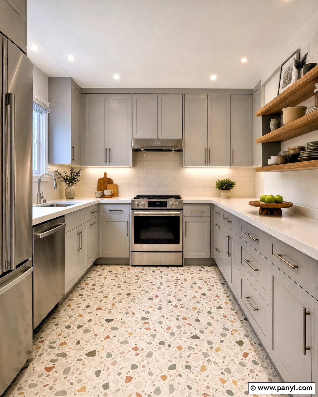 Grey Kitchen With Terrazzo Flooring - 20 small grey kitchen ideas