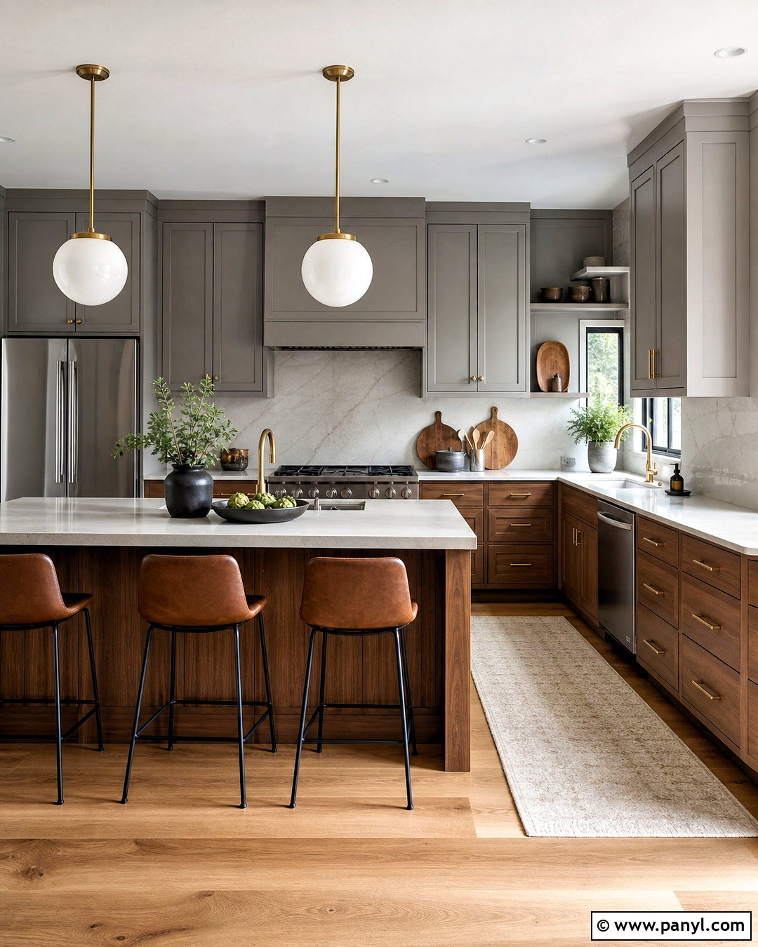 Grey Kitchen With Wood Cabinets - 20 grey home interiors