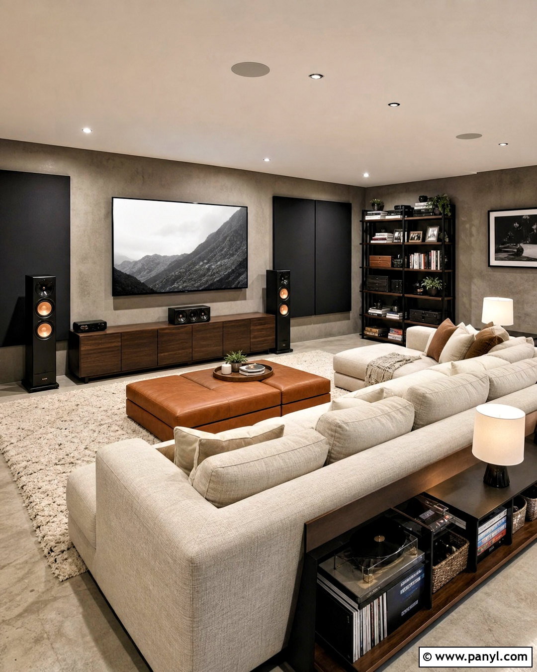 Grey Lime Wash Basement Lounge - 20 grey lime wash ideas