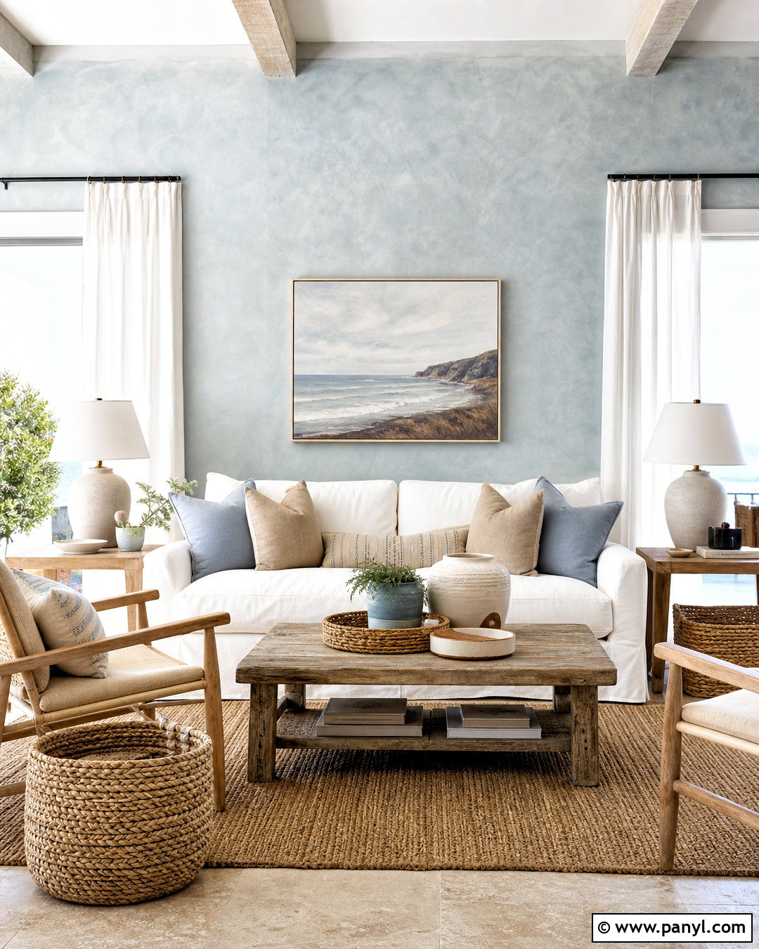Grey Lime Wash Coastal Living Room - 20 grey lime wash ideas