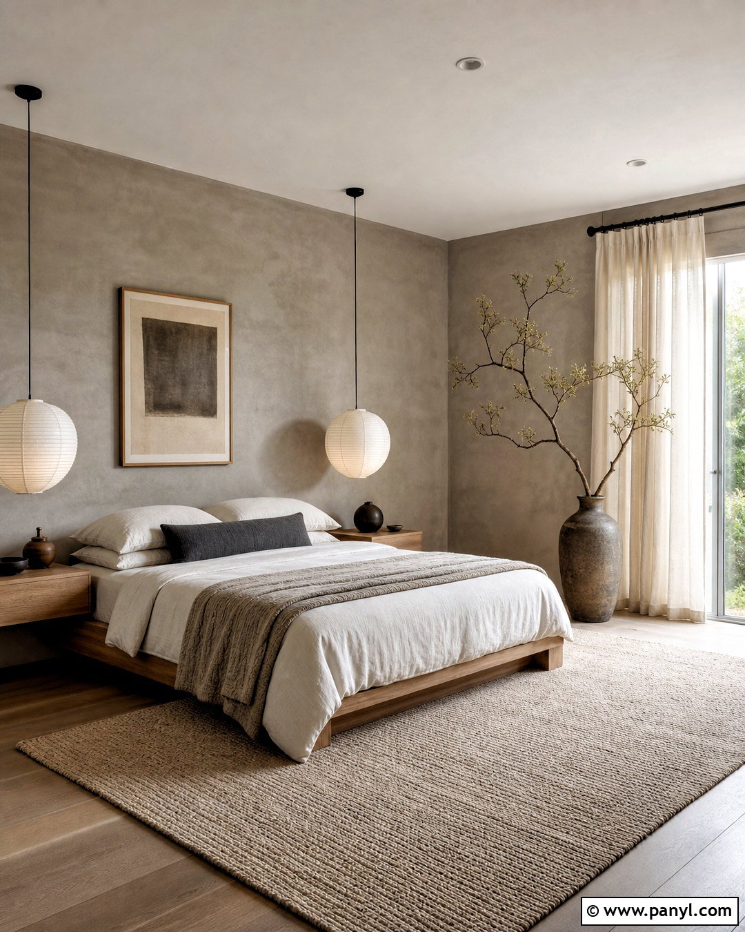 Grey Lime Wash Japandi Bedroom - 20 grey lime wash ideas