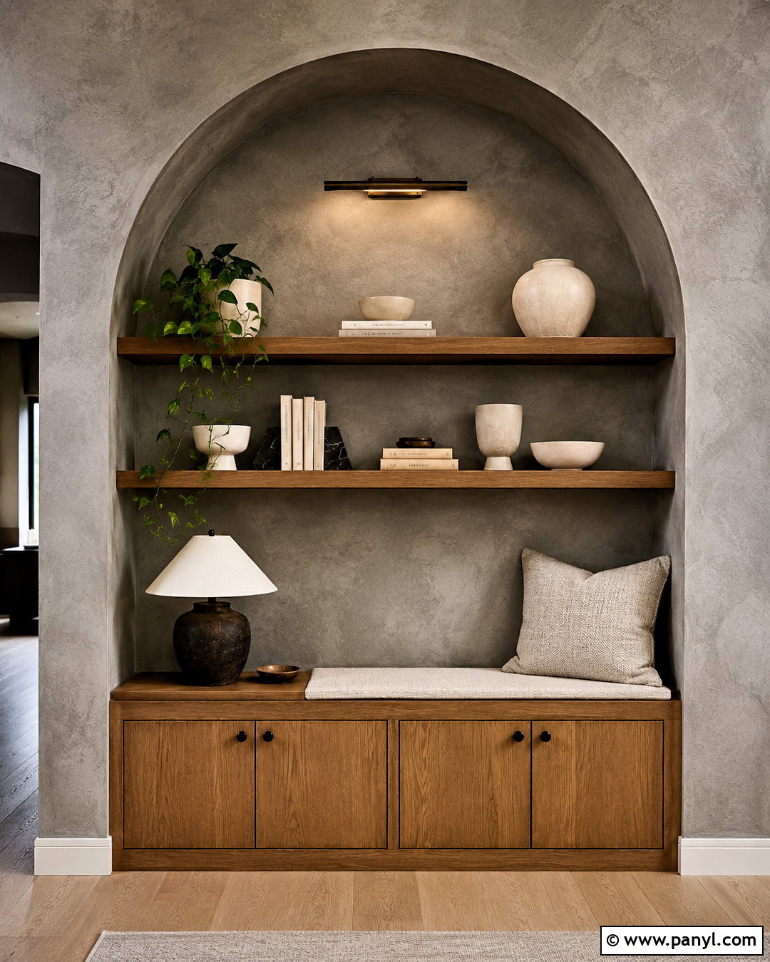 Grey Limewash Arched Alcove - 40 Grey Limewash Walls