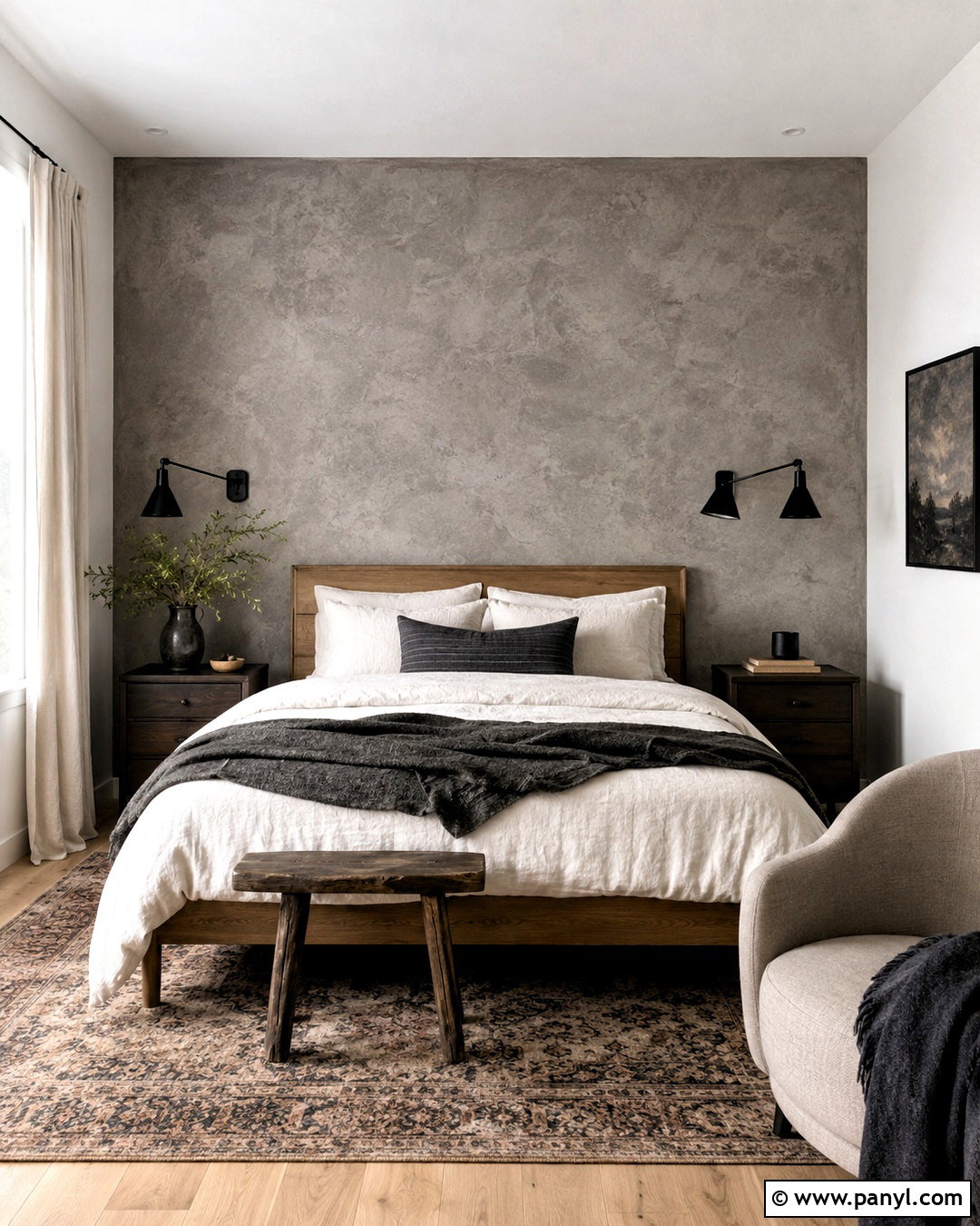 Grey Limewash Bedroom Accent Wall - 40 Grey Limewash Walls