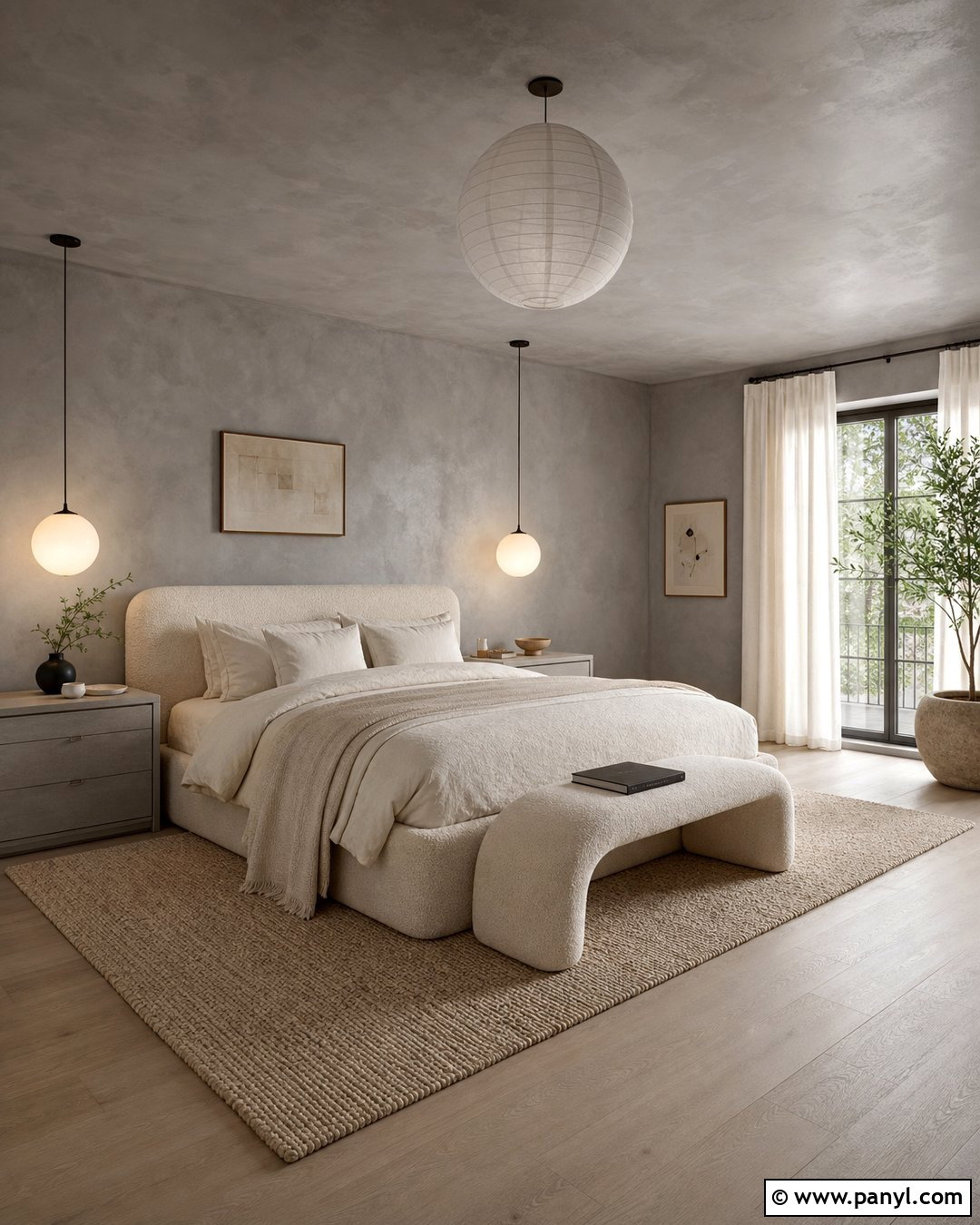 Grey Limewash Bedroom And Ceiling - 25 Limewash Grey Wall Ideas