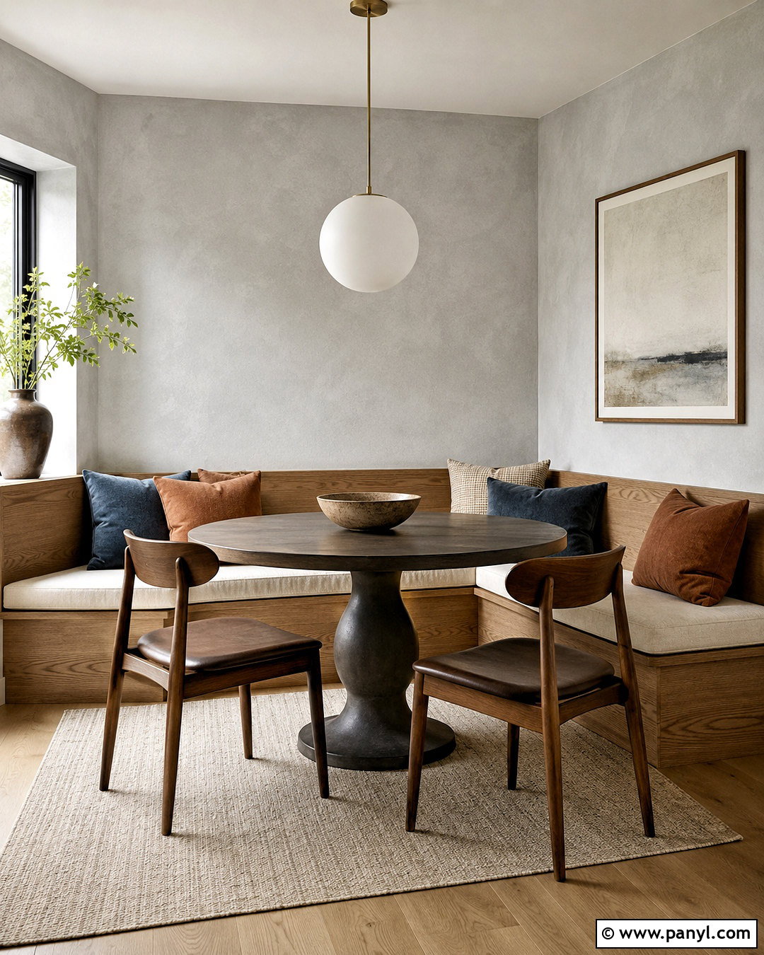 Grey Limewash Breakfast Nook - 40 Grey Limewash Walls