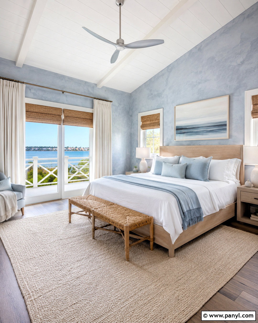 Grey Limewash Coastal Bedroom - 40 Grey Limewash Walls