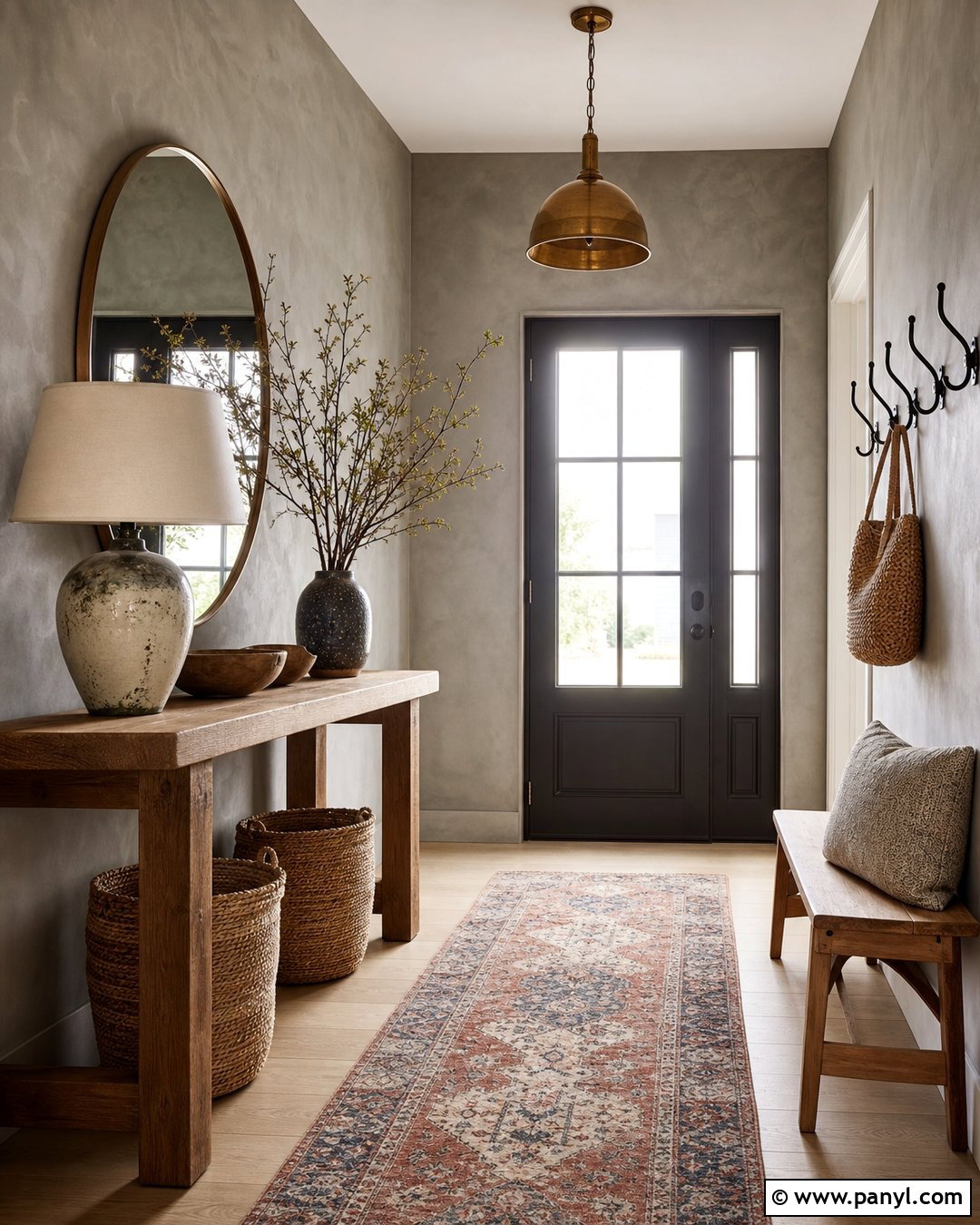Grey Limewash Entryway - 25 Limewash Grey Wall Ideas