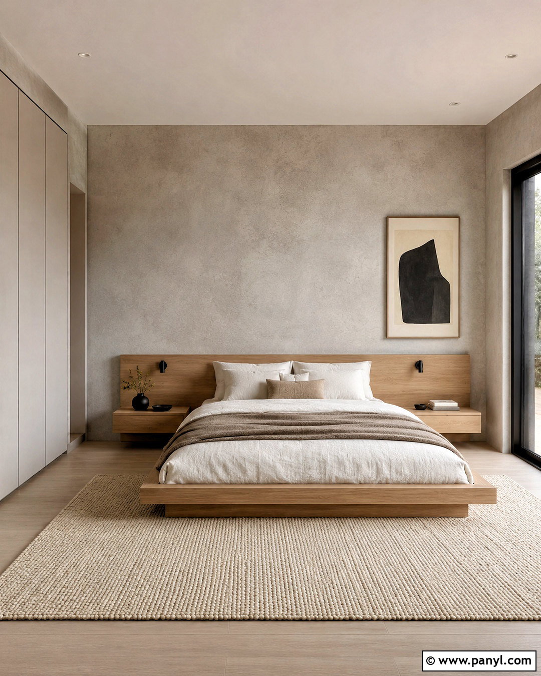 Grey Limewash Minimalist Bedroom - 40 Grey Limewash Walls