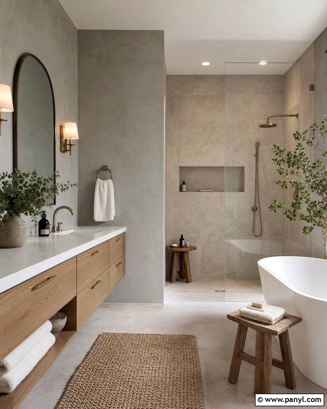 Grey Limewash Spa Bathroom - 25 Limewash Grey Wall Ideas