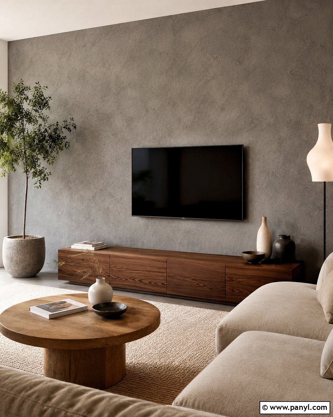 Grey Limewash TV Wall - 40 Grey Limewash Walls