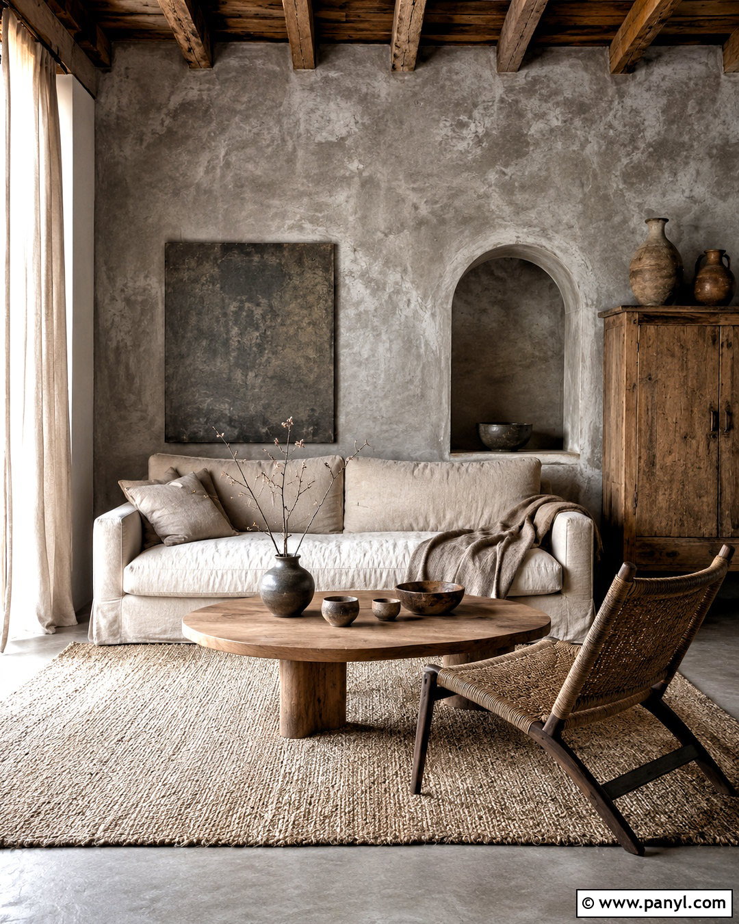 Grey Limewash Wabi-Sabi Living Room - 40 Grey Limewash Walls