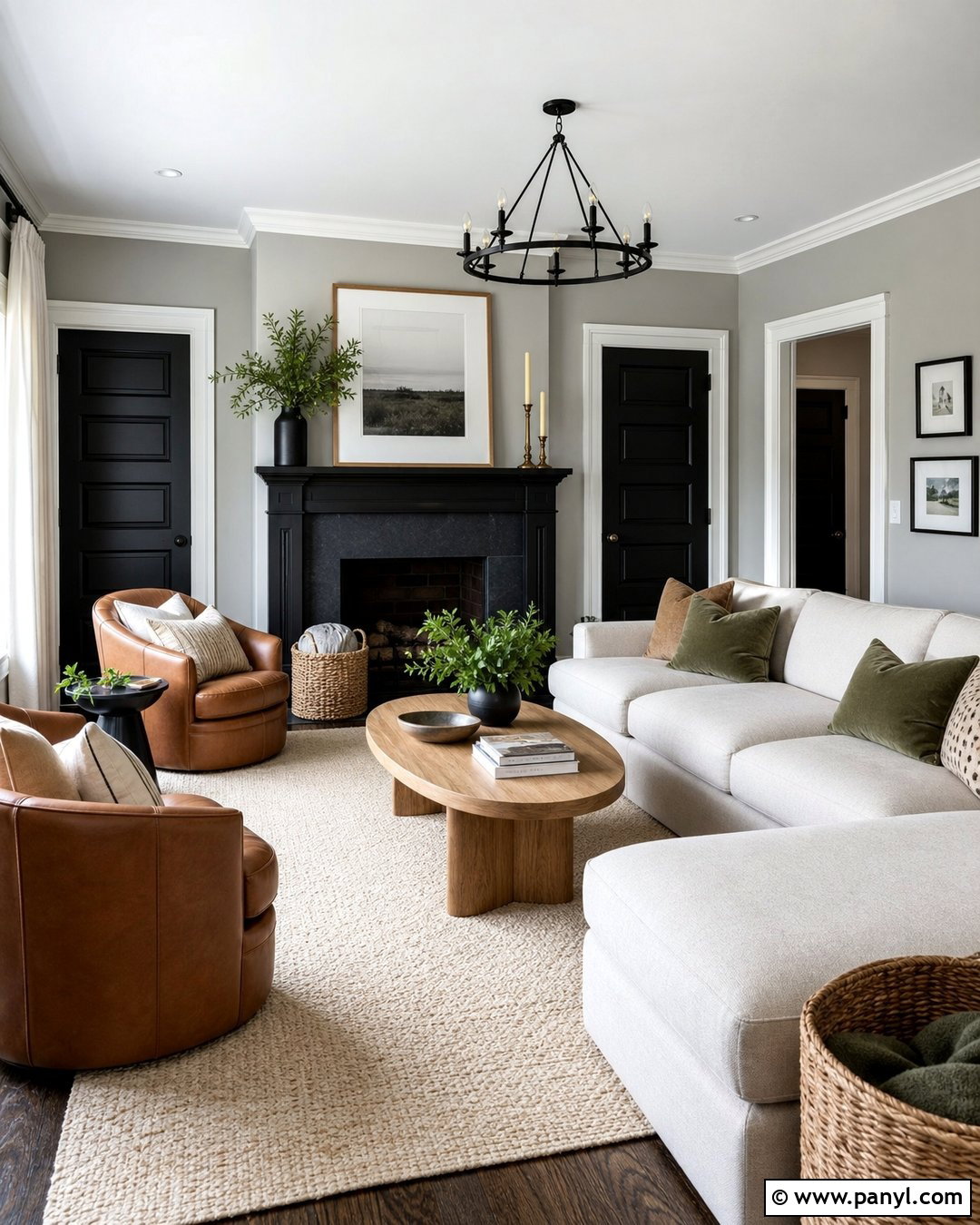 Grey Living Room With Black Doors - 25 Grey Walls With Black Doors