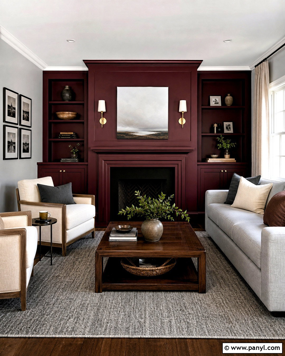 Grey Living Room With Burgundy Accent Wall - 20 grey and burgundy living room ideas