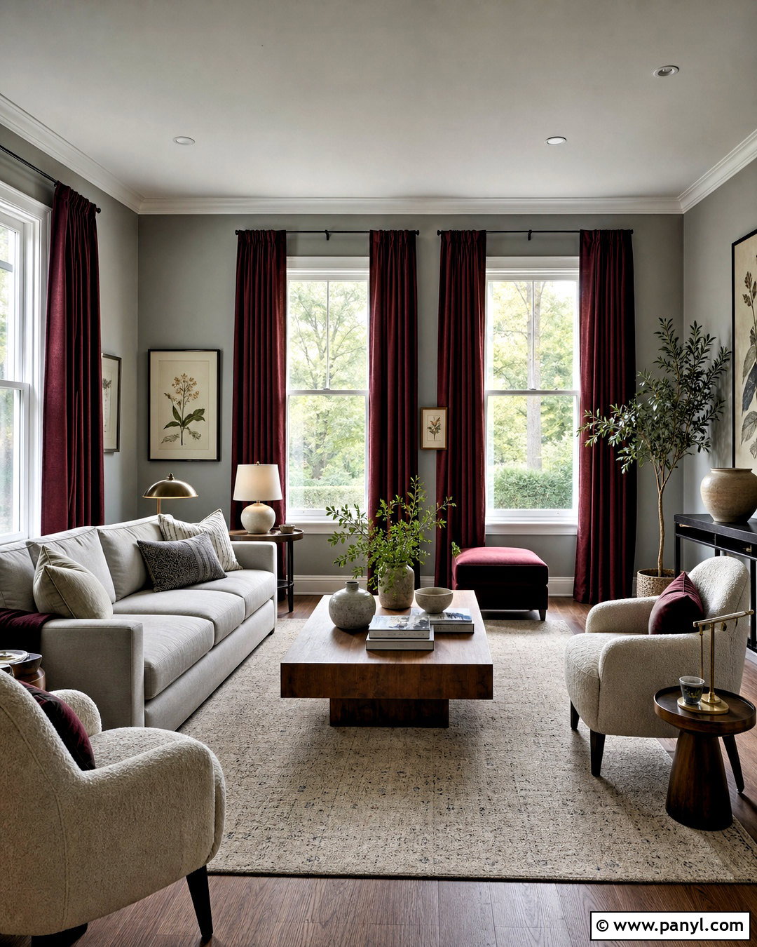 Grey Living Room With Maroon Curtains - 20 grey and maroon living room ideas