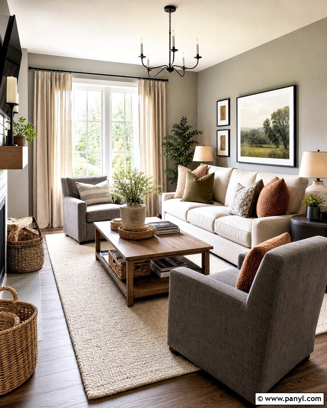 Grey Living Room With Warm Wood - 20 grey interior design ideas