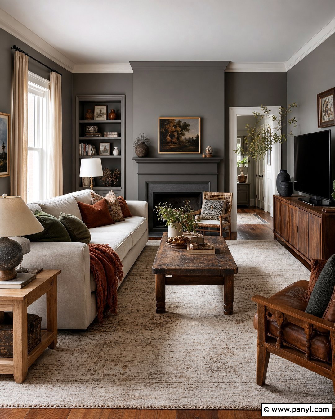 Grey Living Room With Wood Furniture - 50 grey wall ideas