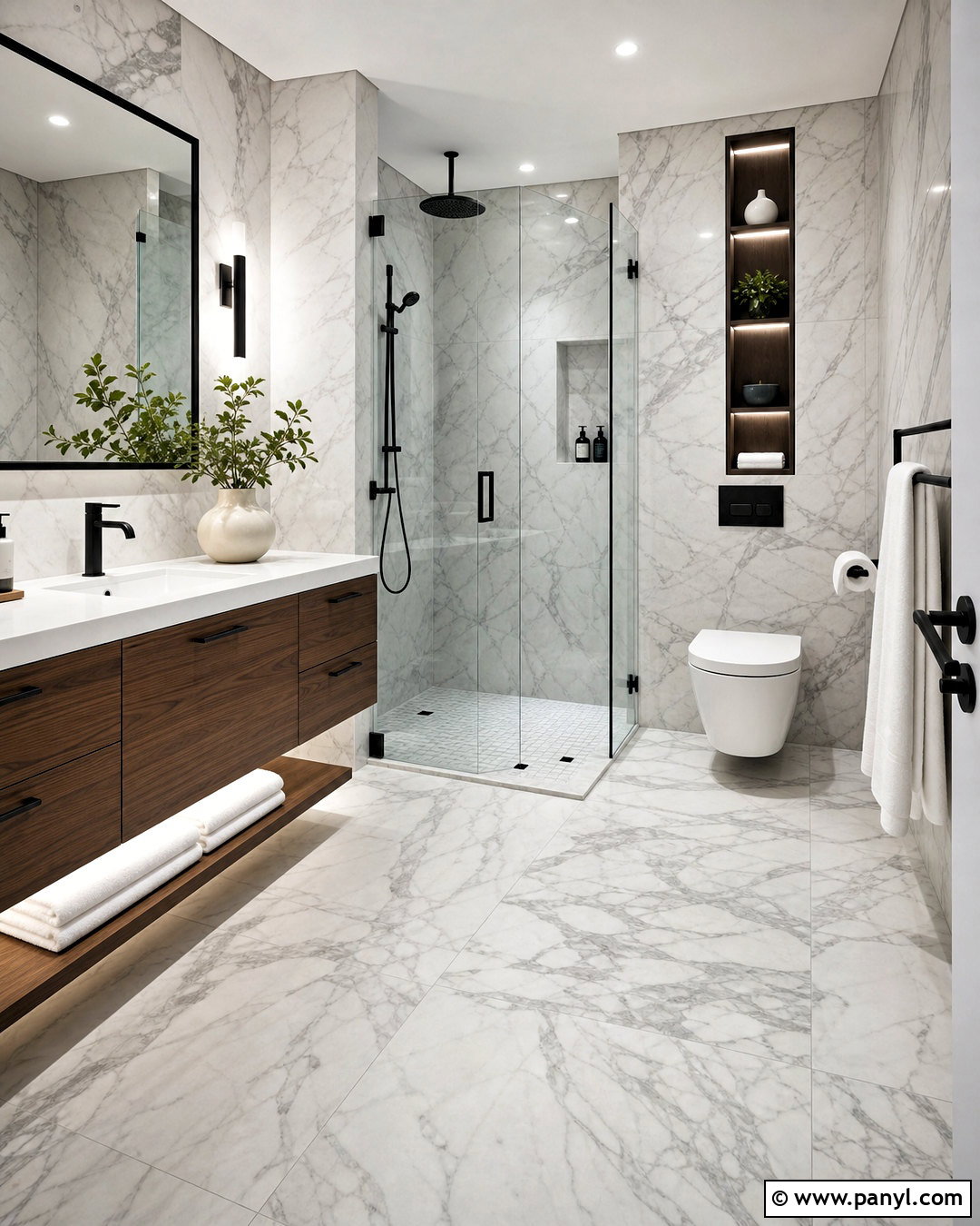 Grey Marble Bathroom With Black Fixtures - 20 grey bathroom ideas modern ideas