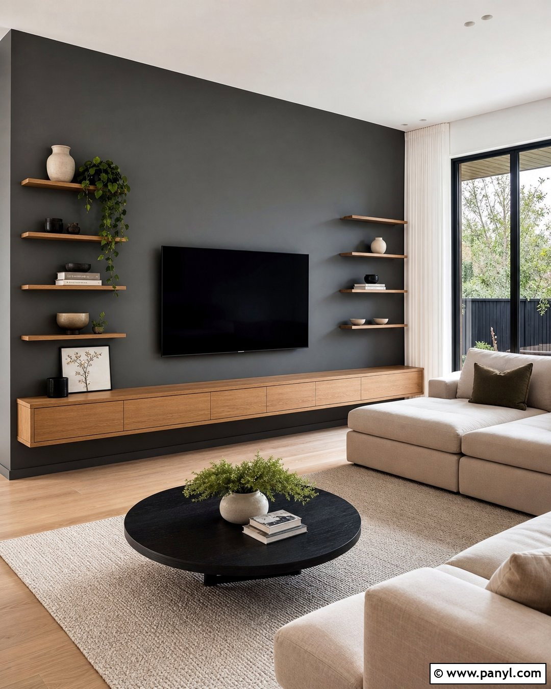 Grey Media Feature Wall - 30 Grey Feature Wall Ideas