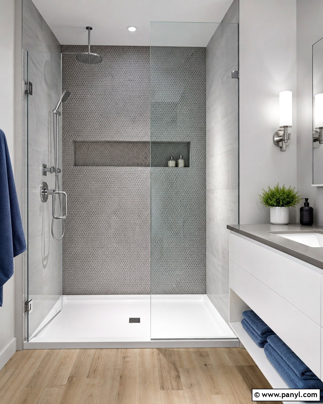 Grey Mosaic Shower Walls - 20 Grey Shower Walls
