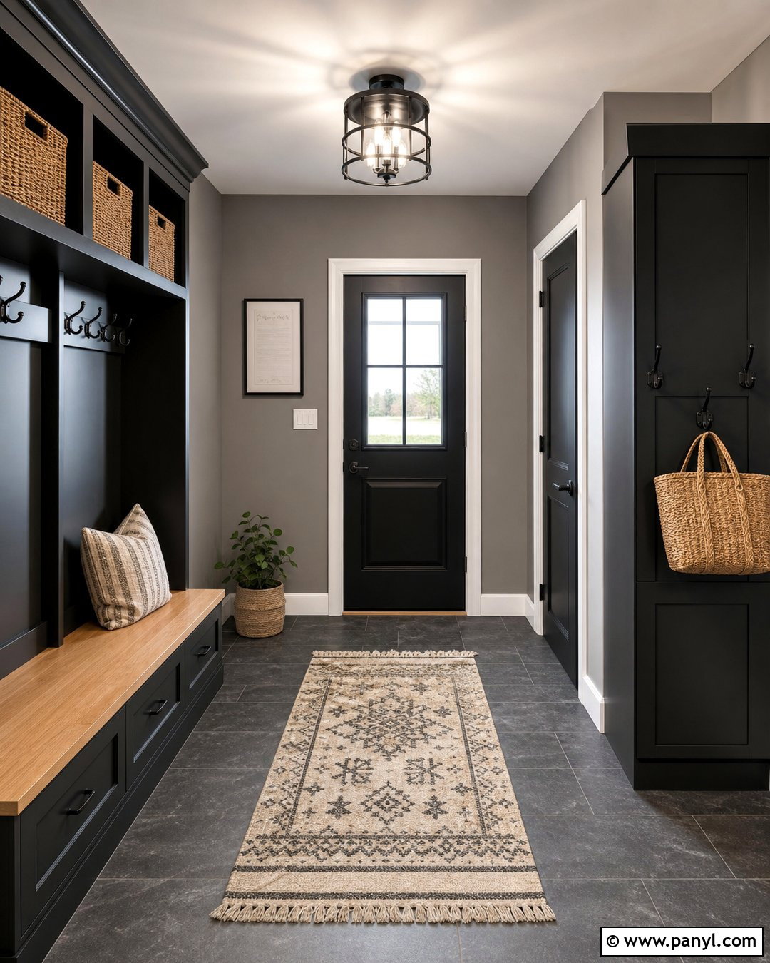 Grey Mudroom Walls With Black Doors - 25 Grey Walls With Black Doors